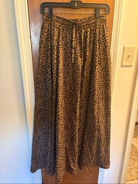 Leopard Print Maxi Skirt in Brown